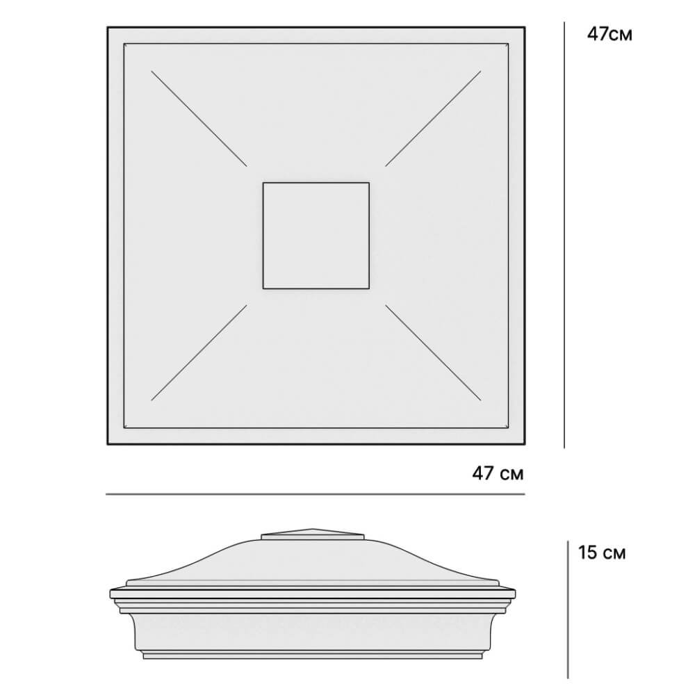 Колпак Zking Монблан Серый на столб 1.5х1.5 кирпича (385х385мм)