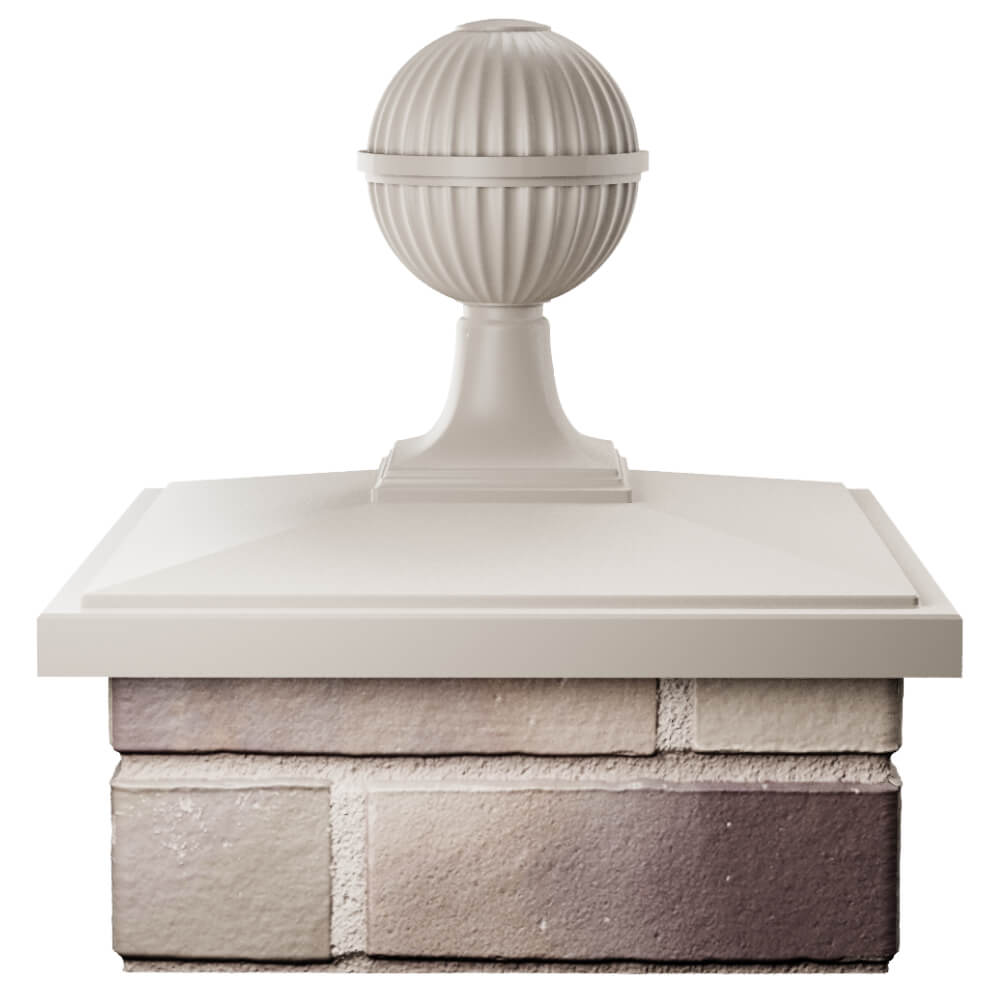 Колпак Zking БонаМоно Бежевый с шаром на столб 1.5х1.5 кирпича (385х385, 400х400мм) в сборе