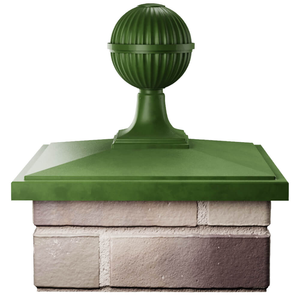 Колпак Zking БонаМоно Зеленый с шаром на столб 1.5х1.5 кирпича (385х385, 400х400мм) в сборе