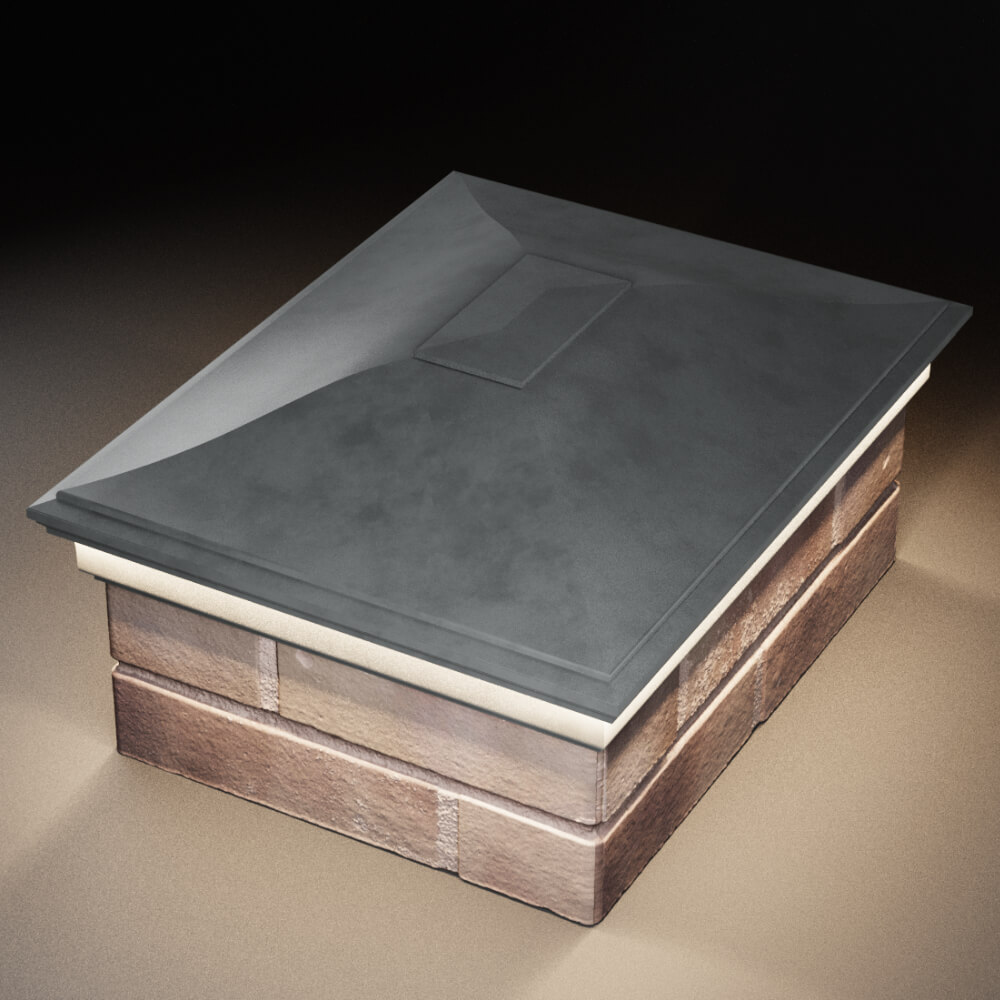 Колпак Zking Монблан Серый на столб 2х1.5 кирпича (515х385мм) c подсветкой